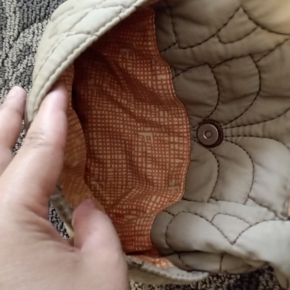 Fossil Key-per Tan Beige Qiulted Floral Nylon Crossbody Womens - Picture 11 of 11